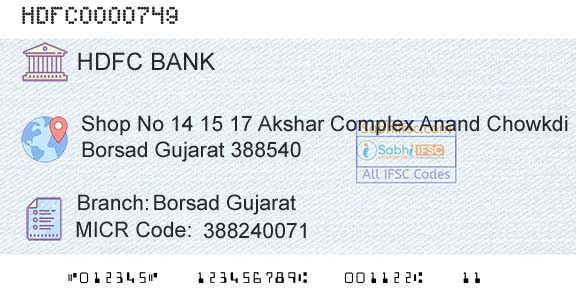 Hdfc Bank Borsad GujaratBranch 