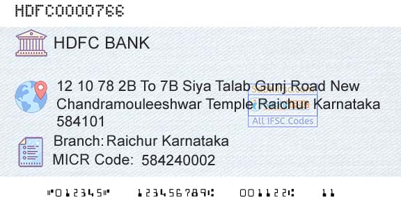 Hdfc Bank Raichur KarnatakaBranch 