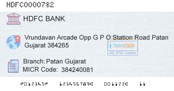 Hdfc Bank Patan GujaratBranch 
