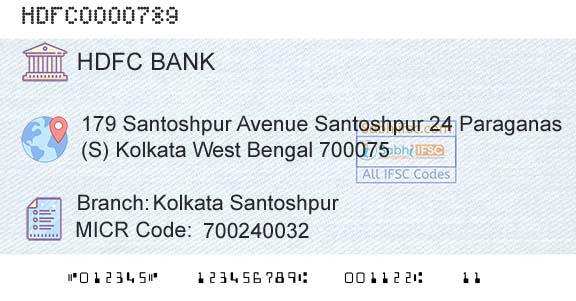 Hdfc Bank Kolkata SantoshpurBranch 
