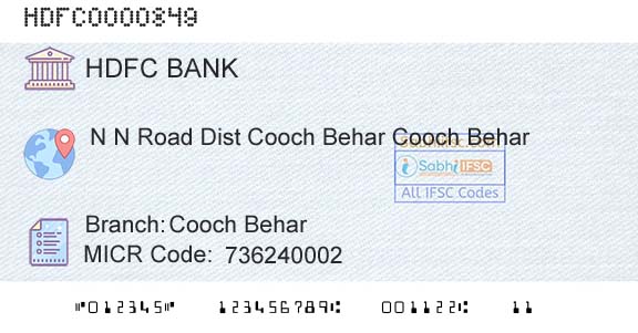 Hdfc Bank Cooch BeharBranch 