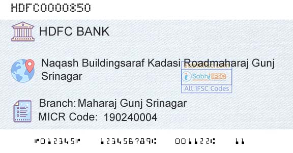 Hdfc Bank Maharaj Gunj SrinagarBranch 
