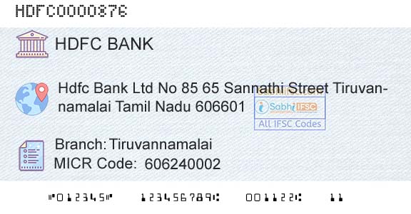 Hdfc Bank TiruvannamalaiBranch 