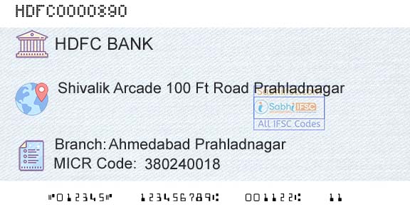 Hdfc Bank Ahmedabad PrahladnagarBranch 