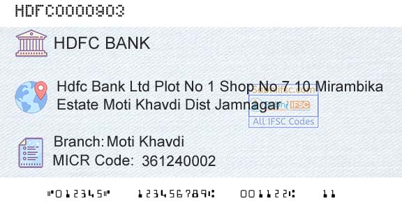 Hdfc Bank Moti KhavdiBranch 
