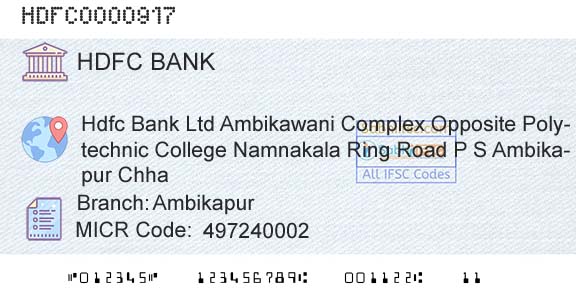 Hdfc Bank AmbikapurBranch 
