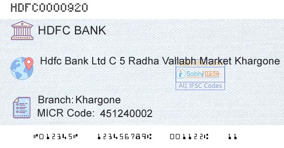 Hdfc Bank KhargoneBranch 