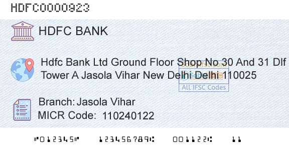 Hdfc Bank Jasola ViharBranch 