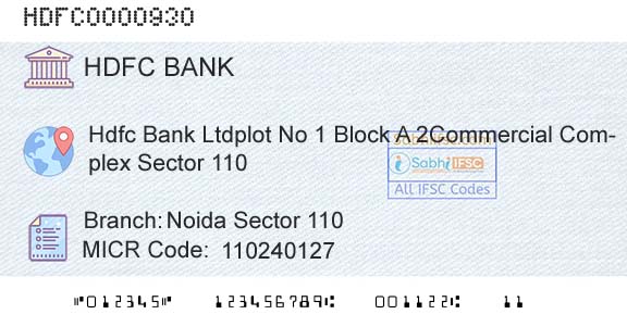 Hdfc Bank Noida Sector 110Branch 