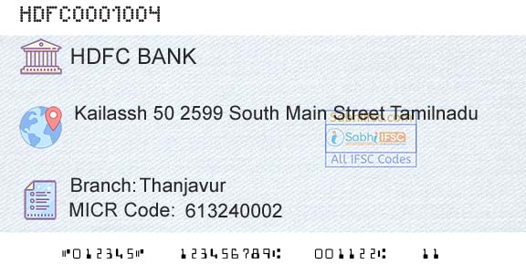Hdfc Bank ThanjavurBranch 