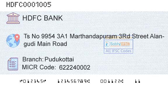 Hdfc Bank PudukottaiBranch 