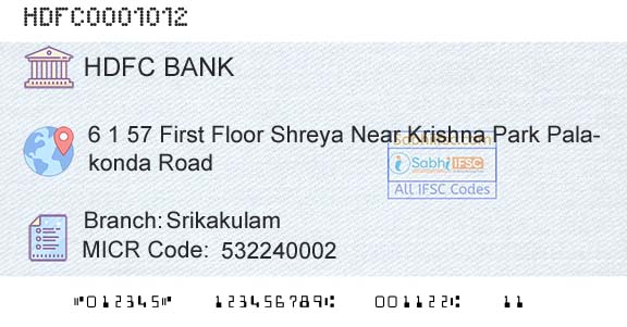 Hdfc Bank SrikakulamBranch 