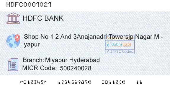 Hdfc Bank Miyapur HyderabadBranch 