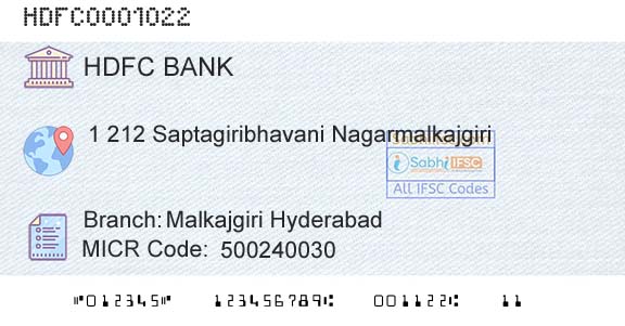 Hdfc Bank Malkajgiri HyderabadBranch 
