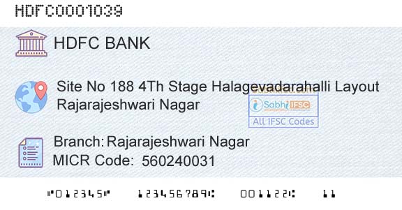 Hdfc Bank Rajarajeshwari NagarBranch 
