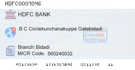 Hdfc Bank BidadiBranch 