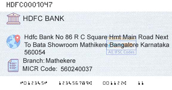 Hdfc Bank MathekereBranch 