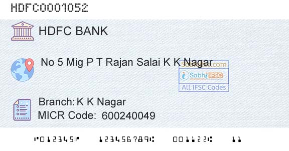 Hdfc Bank K K NagarBranch 