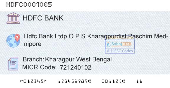 Hdfc Bank Kharagpur West BengalBranch 