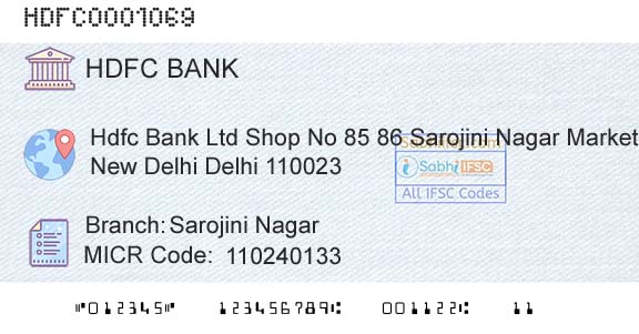 Hdfc Bank Sarojini NagarBranch 