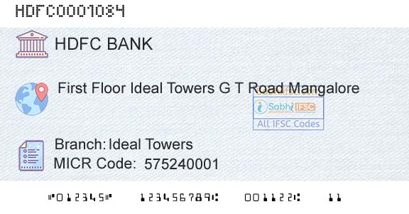 Hdfc Bank Ideal TowersBranch 