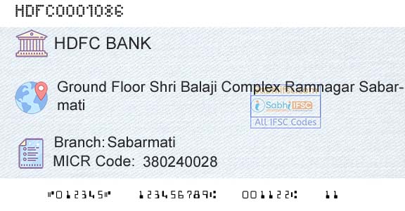 Hdfc Bank SabarmatiBranch 