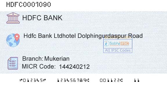 Hdfc Bank MukerianBranch 