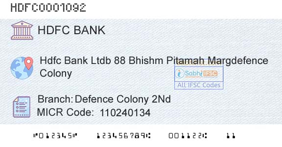Hdfc Bank Defence Colony 2ndBranch 