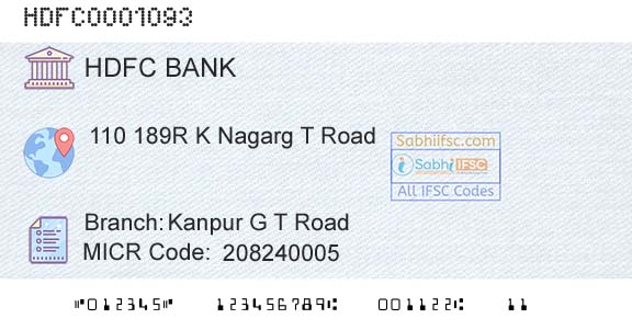 Hdfc Bank Kanpur G T RoadBranch 