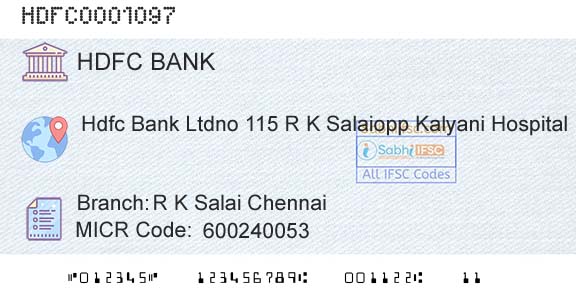 Hdfc Bank R K Salai ChennaiBranch 