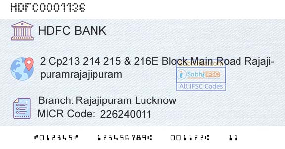 Hdfc Bank Rajajipuram LucknowBranch 
