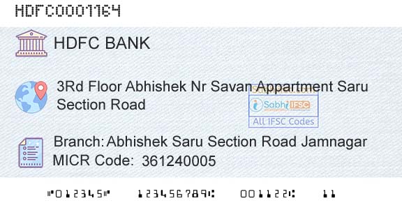 Hdfc Bank Abhishek Saru Section Road JamnagarBranch 