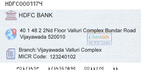 Hdfc Bank Vijayawada Valluri ComplexBranch 