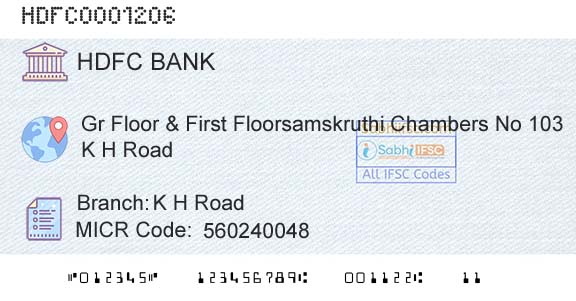 Hdfc Bank K H RoadBranch 