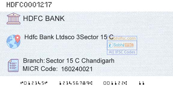 Hdfc Bank Sector 15 C ChandigarhBranch 