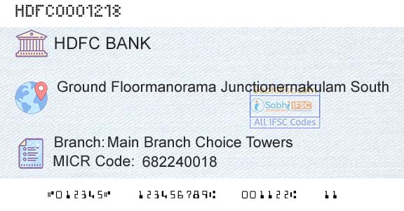 Hdfc Bank Main Branch Choice TowersBranch 