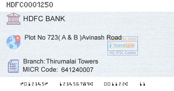 Hdfc Bank Thirumalai TowersBranch 