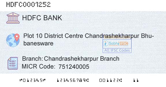 Hdfc Bank Chandrashekharpur BranchBranch 