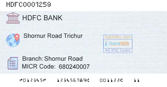 Hdfc Bank Shornur RoadBranch 