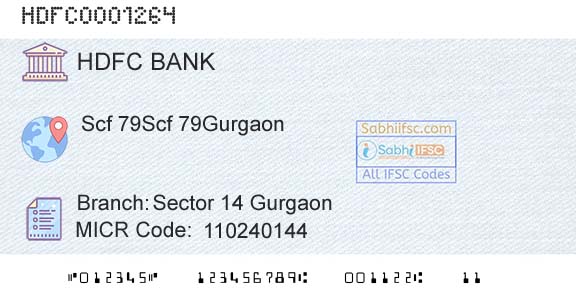 Hdfc Bank Sector 14 GurgaonBranch 