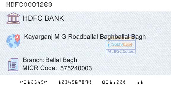 Hdfc Bank Ballal BaghBranch 