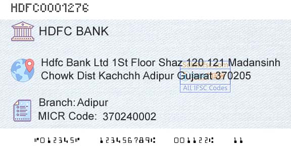 Hdfc Bank AdipurBranch 