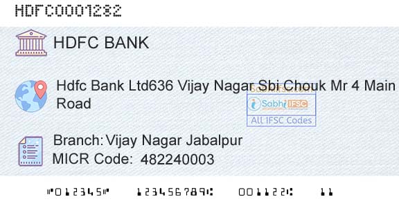 Hdfc Bank Vijay Nagar JabalpurBranch 