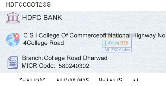 Hdfc Bank College Road DharwadBranch 
