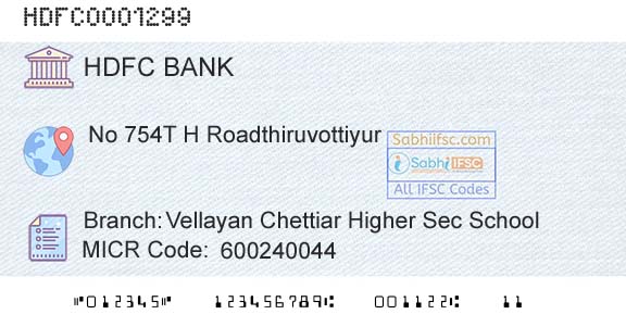 Hdfc Bank Vellayan Chettiar Higher Sec SchoolBranch 