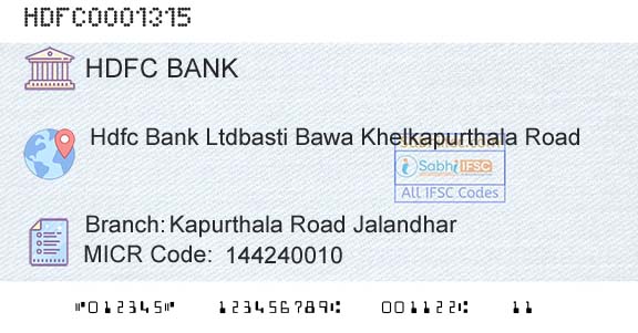 Hdfc Bank Kapurthala Road JalandharBranch 
