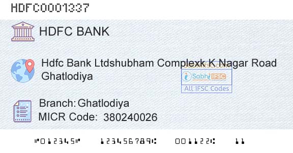 Hdfc Bank GhatlodiyaBranch 