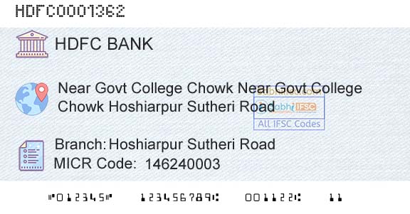 Hdfc Bank Hoshiarpur Sutheri RoadBranch 
