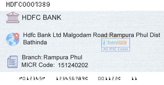 Hdfc Bank Rampura PhulBranch 