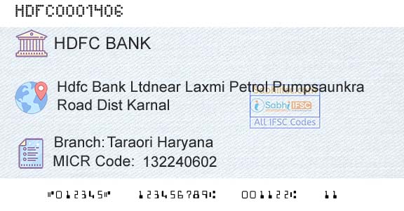 Hdfc Bank Taraori HaryanaBranch 